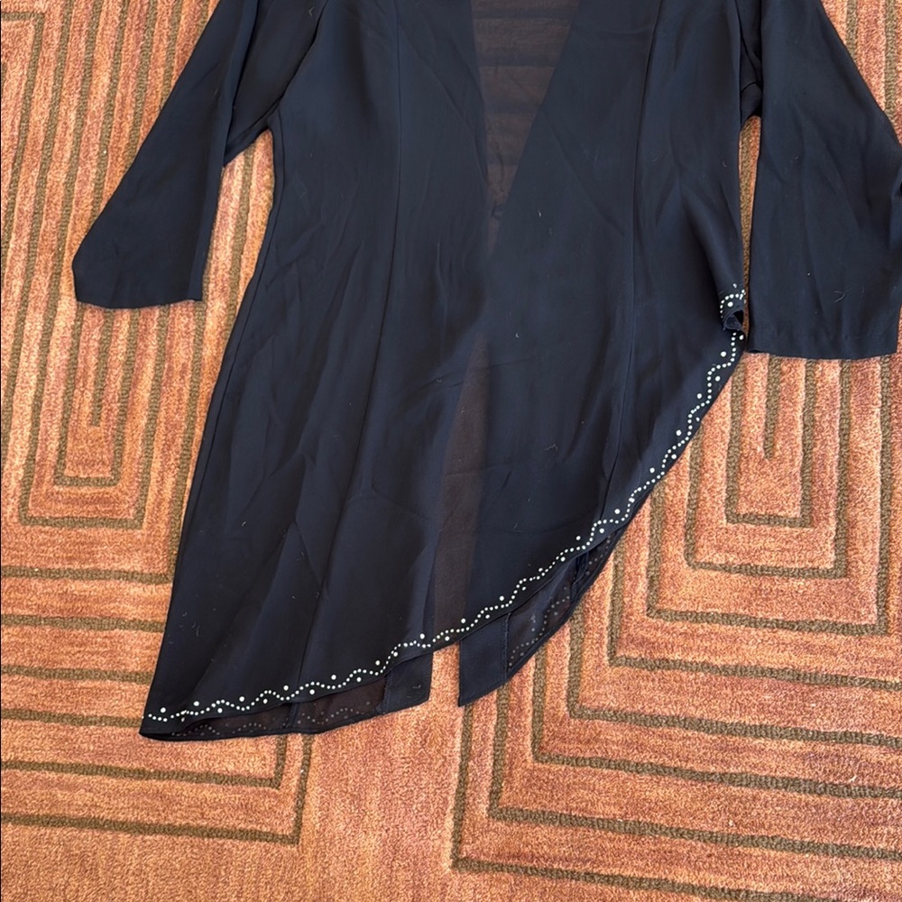 Black Blazer with Embellished Hem - Picture 6 of 8